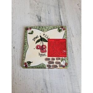 Blue Sky Cherry mistletoe tea light ceramic plate xmas decor